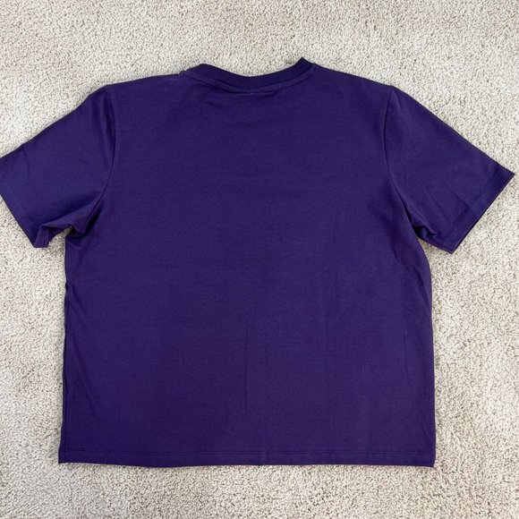 Fila Womens Tee L T-Shirt Purple Short Sleeve Crew Neck Jersey Logo Patch Grape - Picture 11 of 11
